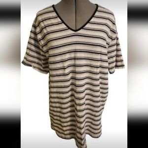 Style & Co. Navy & White Striped V-neck T-shirt Size 2X